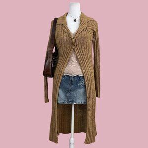 beige knit long line cardigan sweater girly boho fairy